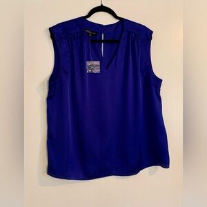 NWT JONES NY silky royal blue V-neck tank top